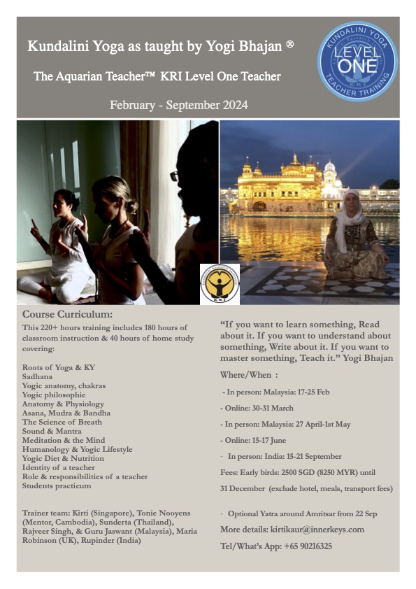 Kri Teacher Training Level 1 Malaysia Kundalini Yoga Asia